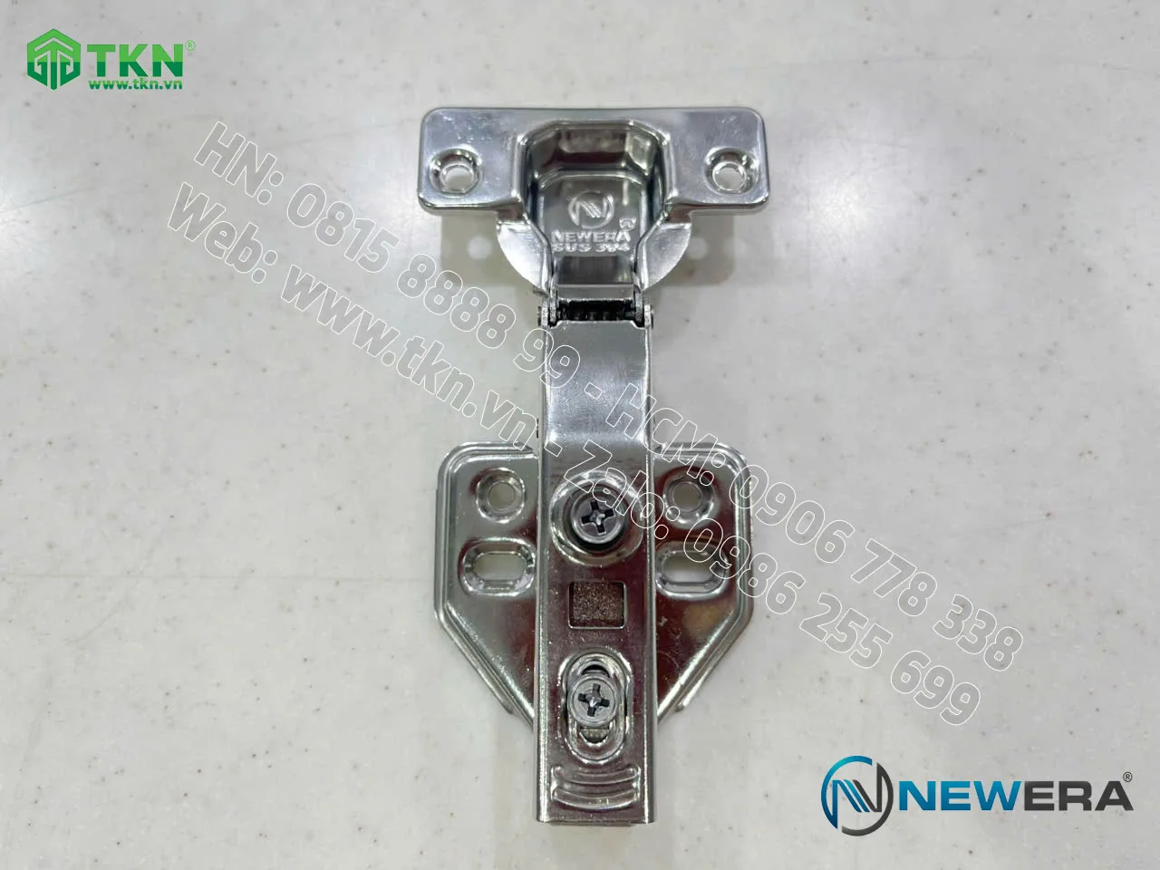 Bản lề NewEra thẳng SUS 304 giảm chấn, lắp nhanh 699A 4