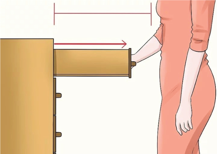 Cách tháo ngăn kéo tủ bếp ray trượt bánh xe bước 1