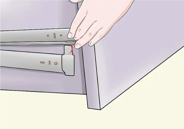 Cách tháo ngăn kéo tủ bếp bắt vít cố định bước 3