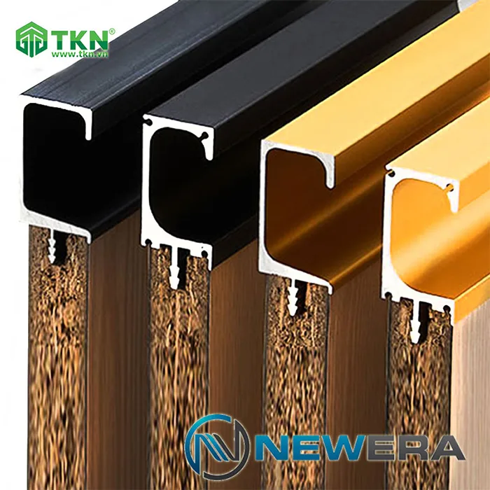 Tay nắm âm cửa hợp kim nhôm dài màu inox xẻ rãnh NE9111.3000SS 2