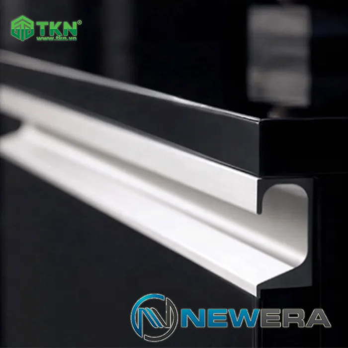 Tay nắm âm cửa hợp kim nhôm dài màu inox xẻ rãnh NE9111.3000SS 7