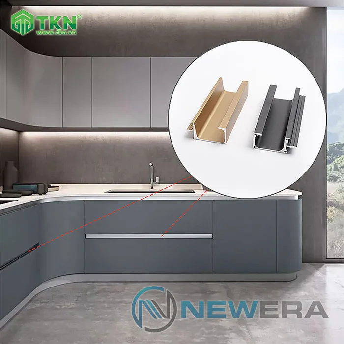 Tay nắm âm cửa hợp kim nhôm dài màu inox NE8888.3000SS 3