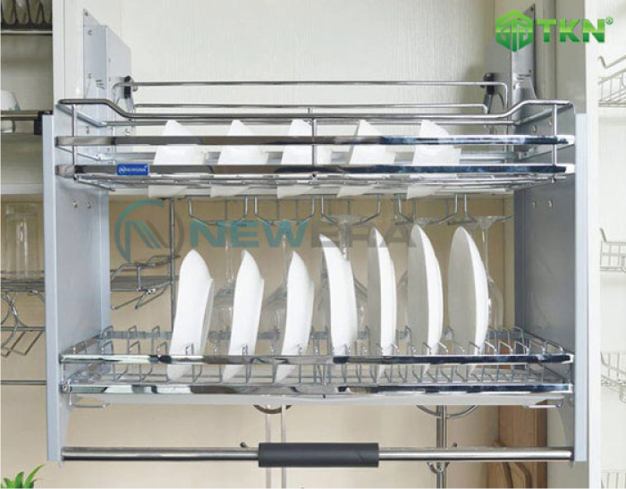 Giá bát nâng hạ 2 tầng inox 304