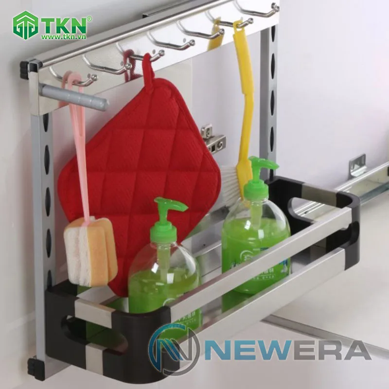 Giá đựng nước rửa NewEra NE355.250EL giảm chấn inox hộp 304, rộng 250mm 2