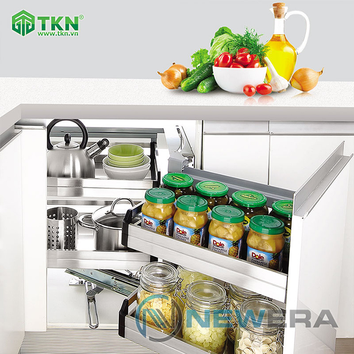 Kệ góc tủ bếp liên hoàn NewEra inox hộp 304 NE455.900MR 1