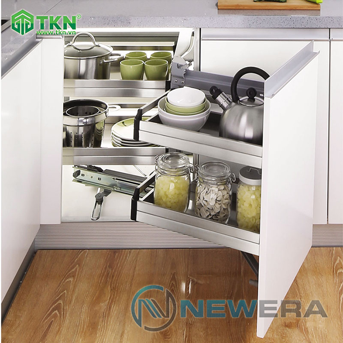 Kệ góc tủ bếp liên hoàn NewEra inox hộp 304 NE455.900MR