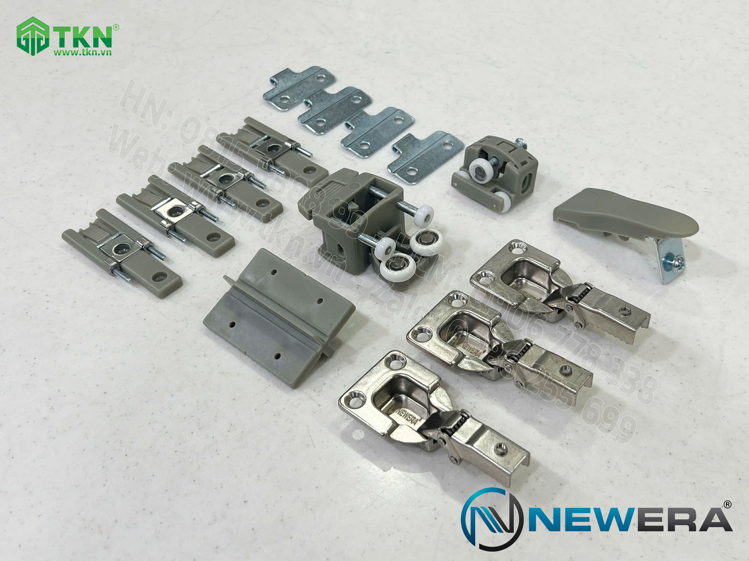 Bộ phụ kiện cửa trượt gấp NewEra 2 cánh tải trọng 30kg/cánh NE324C 7