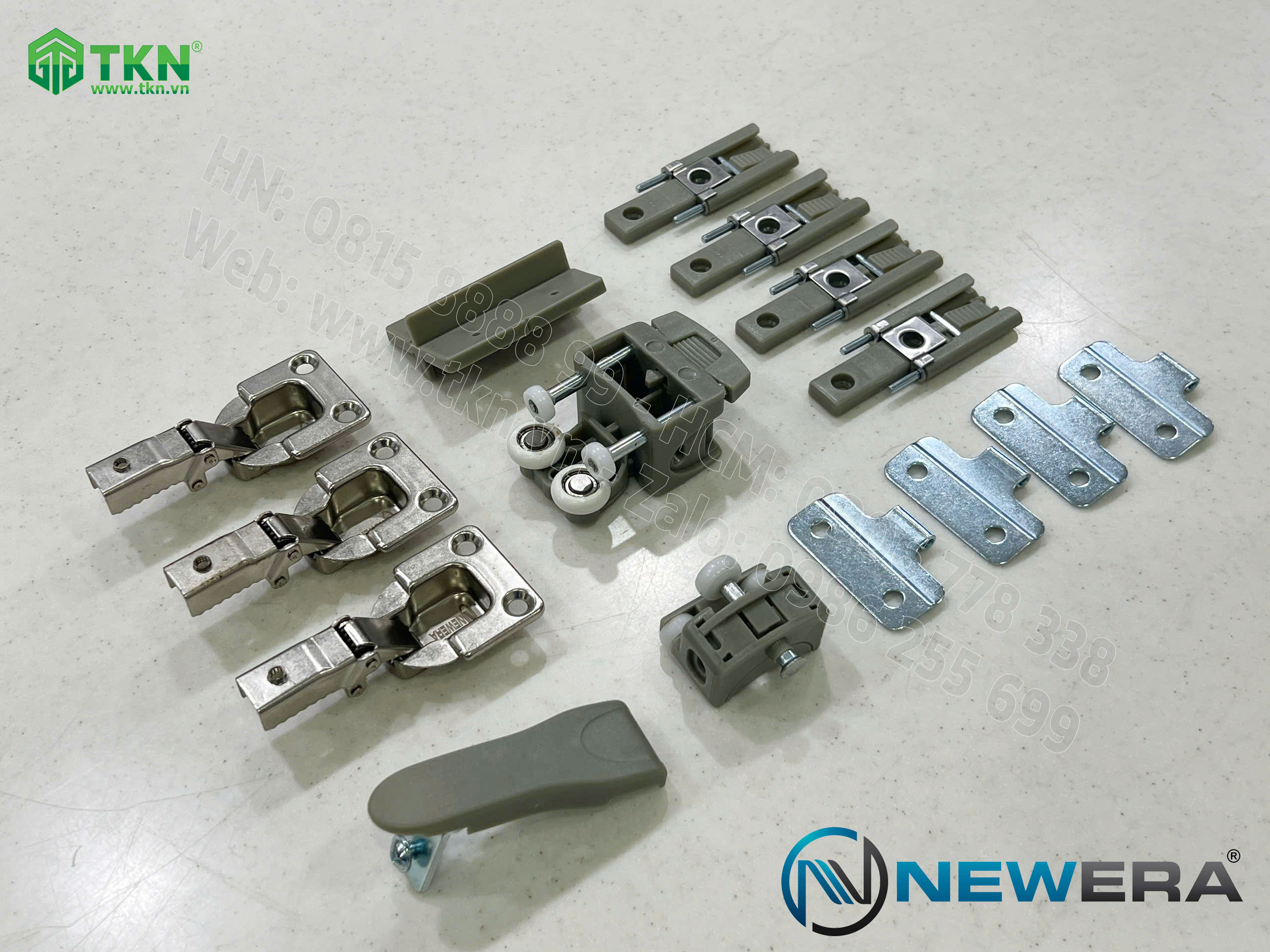 Bộ phụ kiện cửa trượt gấp NewEra 2 cánh tải trọng 30kg/cánh NE324C 4