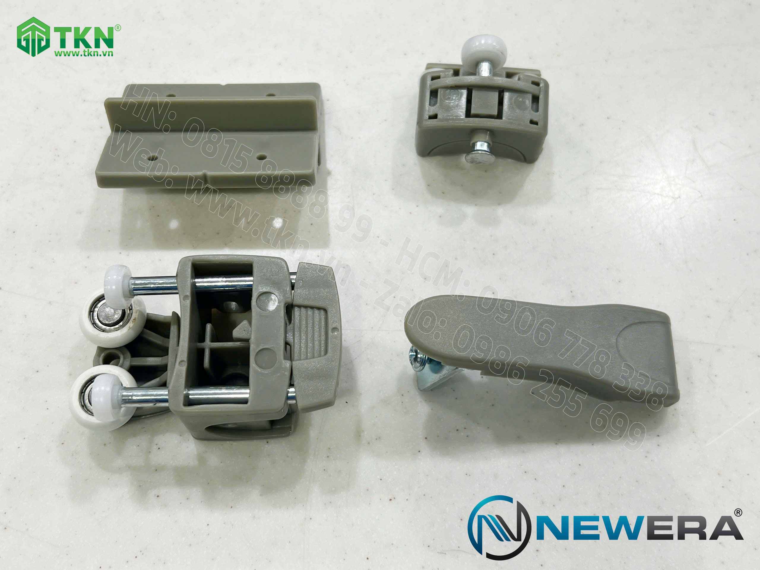 Bộ phụ kiện cửa trượt gấp NewEra 2 cánh tải trọng 30kg/cánh NE324C 11