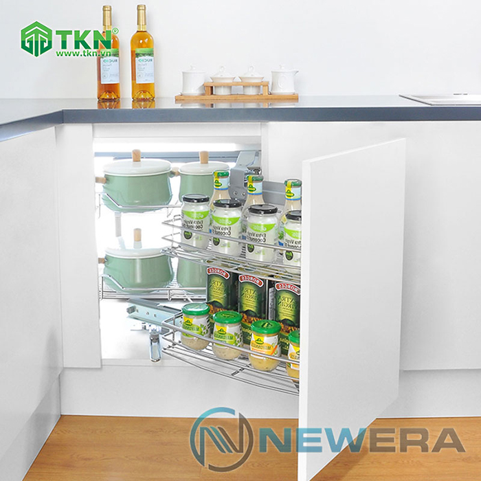 Kệ góc tủ bếp liên hoàn NewEra inox nan 304 NE555.900CR