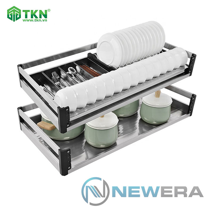 Giá để bát đĩa đa năng NewEra 800mm inox hộp 304 NE377.800