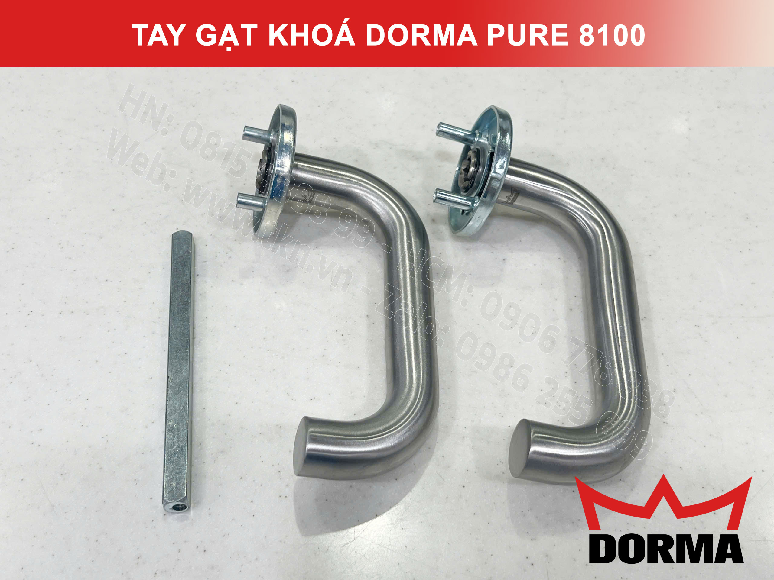 Tay gạt khoá Dorma inox 304 cao cấp dài 140mm Pure 8100 12
