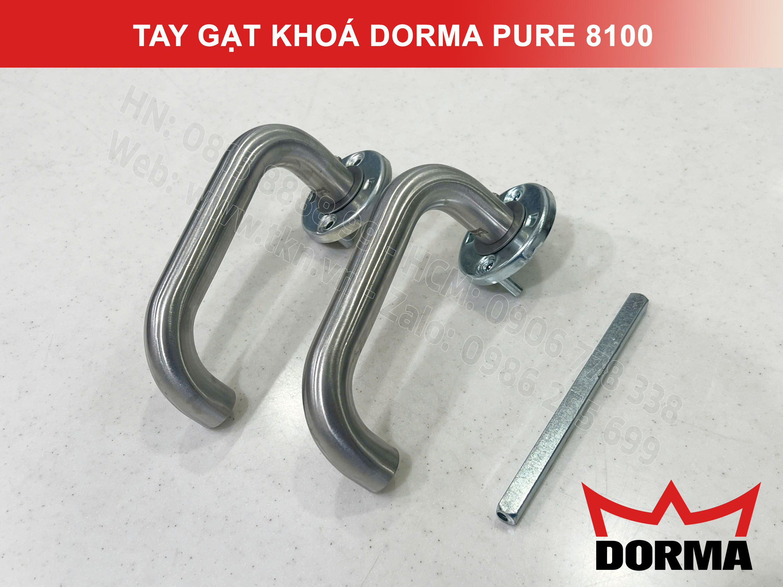 Tay gạt khoá Dorma inox 304 cao cấp dài 140mm Pure 8100 7