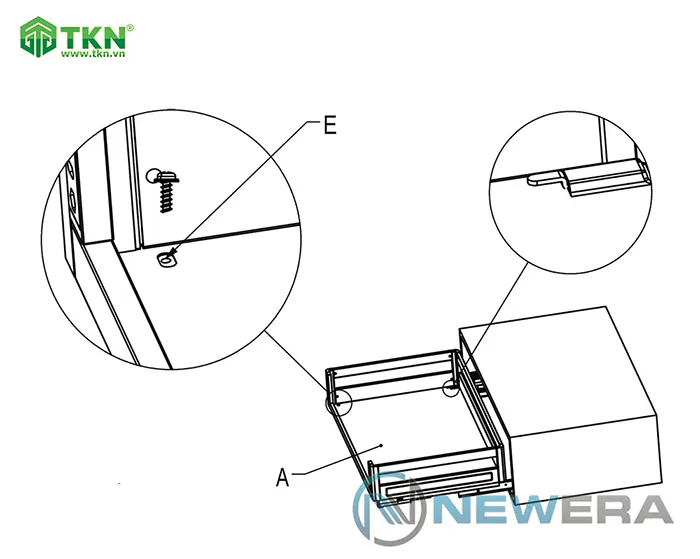 Vị trí kết nối ray trượt