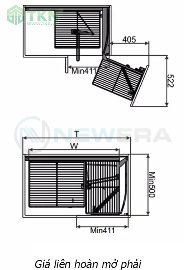 Kệ góc liên hoàn inox 304 nan dẹt NE555.900CR NewEra 13