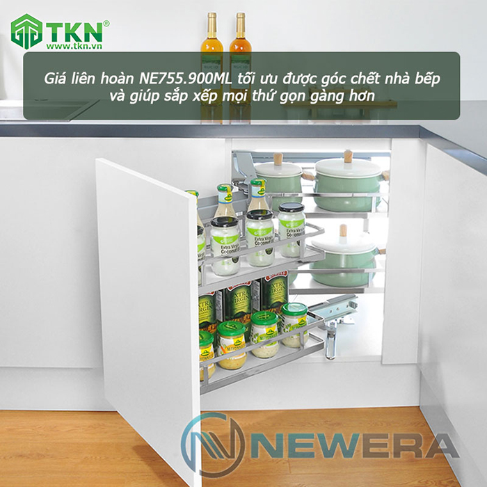 NewEra NE755.900CL giúp tới ưu góc chết của tủ bếp