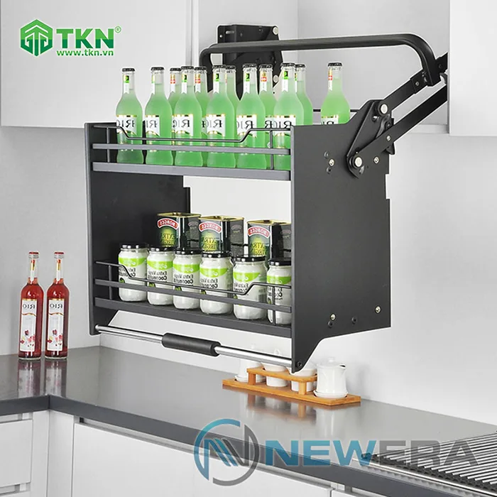 Kệ chén nâng hạ NewEra 800mm inox 304 màu đen NE113.800