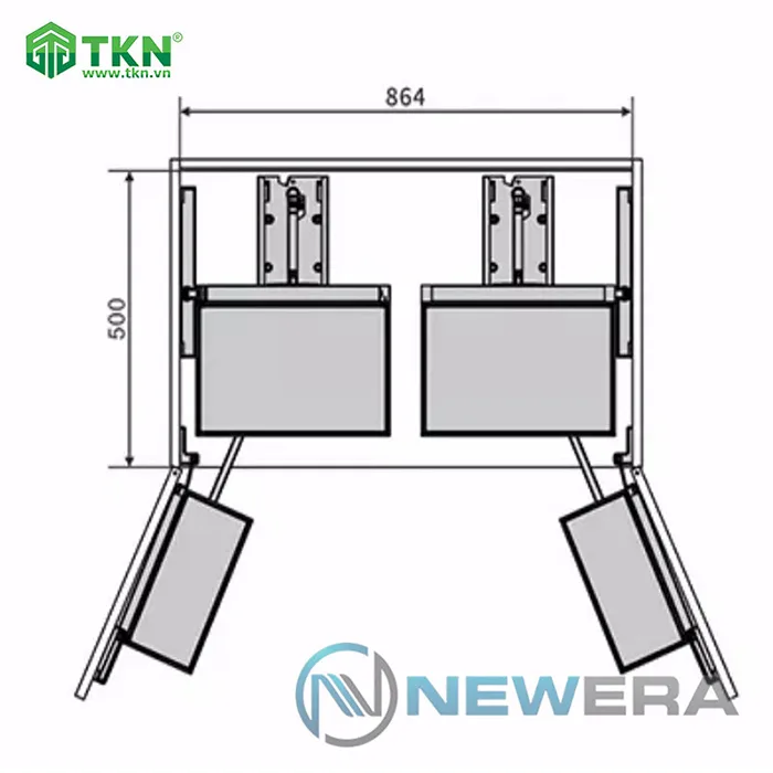 Kích thước khi kết hợp 2 tủ NewEra NE766.900