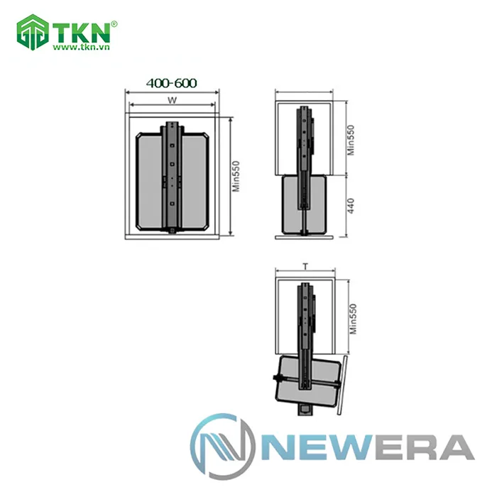 Tủ đồ khô NewEra cánh kéo dạng xoay 6 tầng 6 rổ NE766.400 5