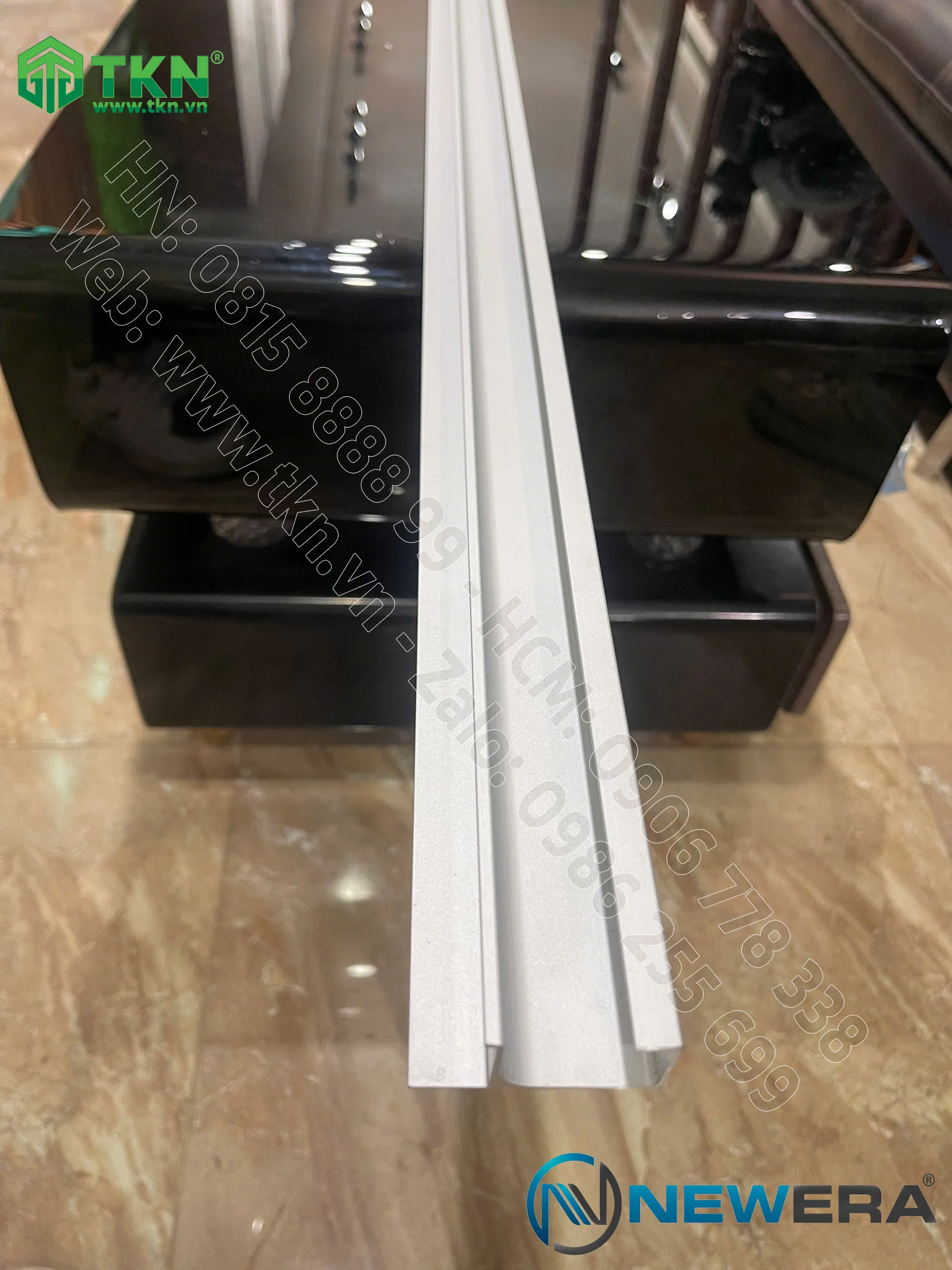 Tay nắm âm tủ hợp kim nhôm dài màu ánh bạc NE9999.3000SV 6