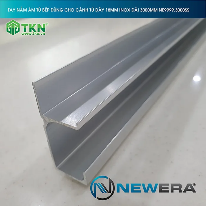 Tay nắm âm tủ hợp kim nhôm dài màu inox NE9999.3000SS