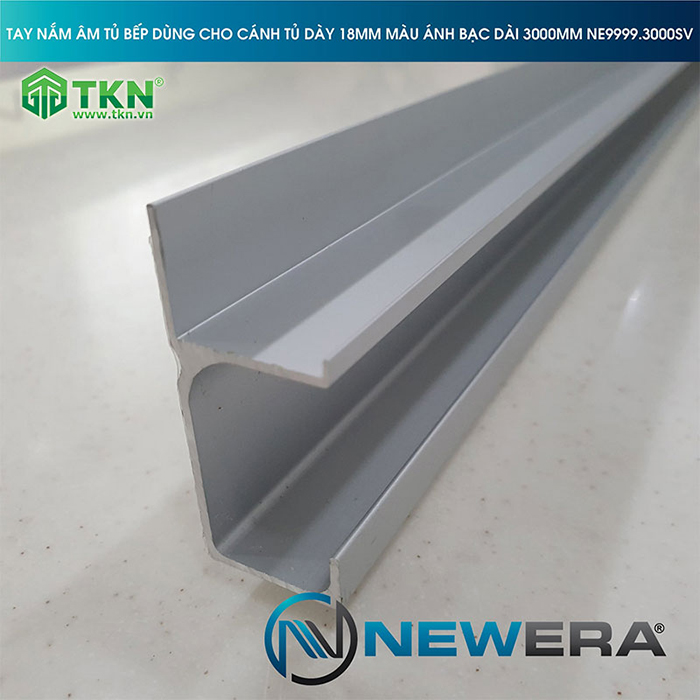 Tay nắm âm tủ hợp kim nhôm dài màu ánh bạc NE9999.3000SV