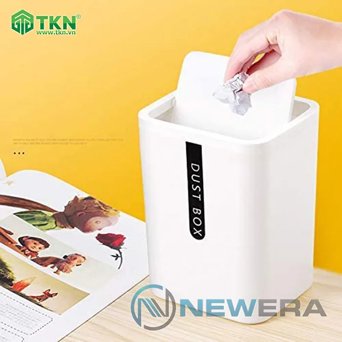 Thùng rác mini NewEra nắp lật 360 độ nhỏ gọn NE0608T