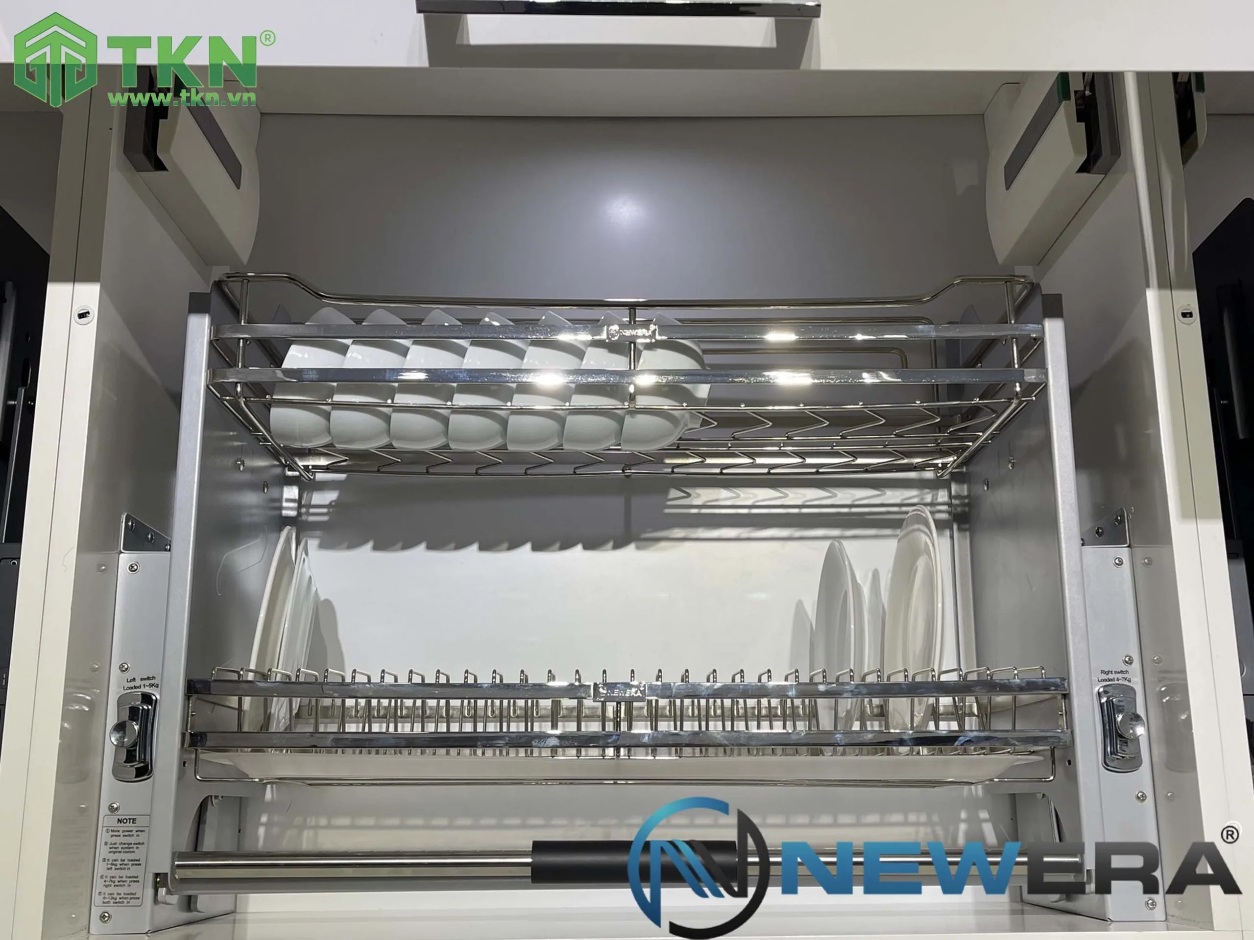 Giá bát nâng hạ NewEra 900mm inox 304 nan dẹt NE255.900 1