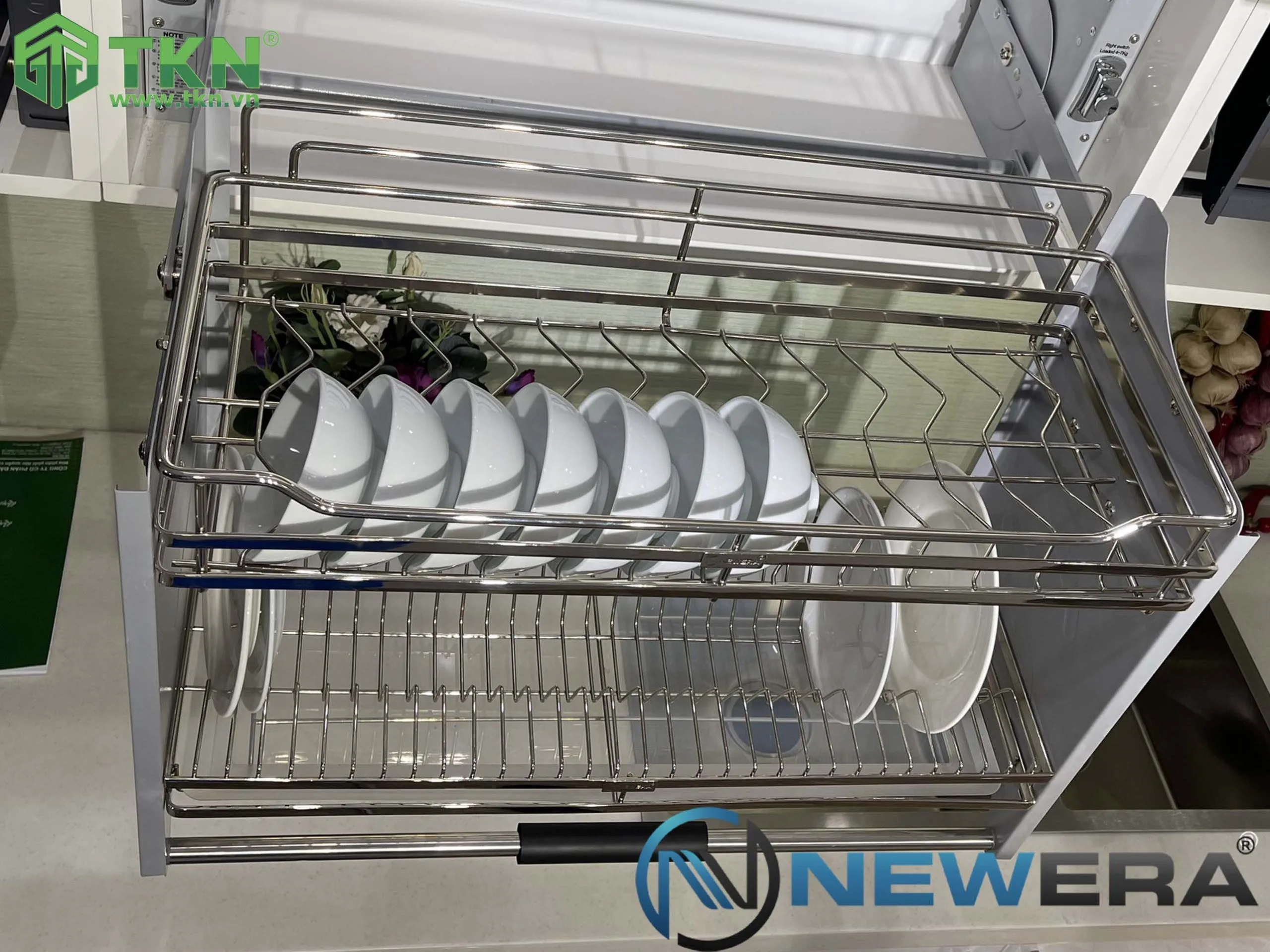 Giá bát nâng hạ NewEra 900mm inox 304 nan dẹt NE255.900 2