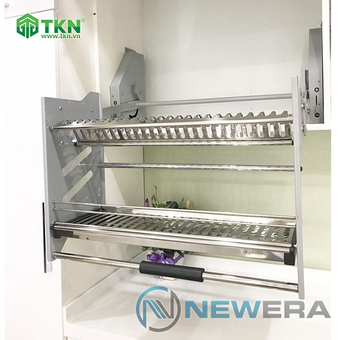 Giá bát đĩa nâng hạ thông minh NewEra inox 304 – mã NE355.800