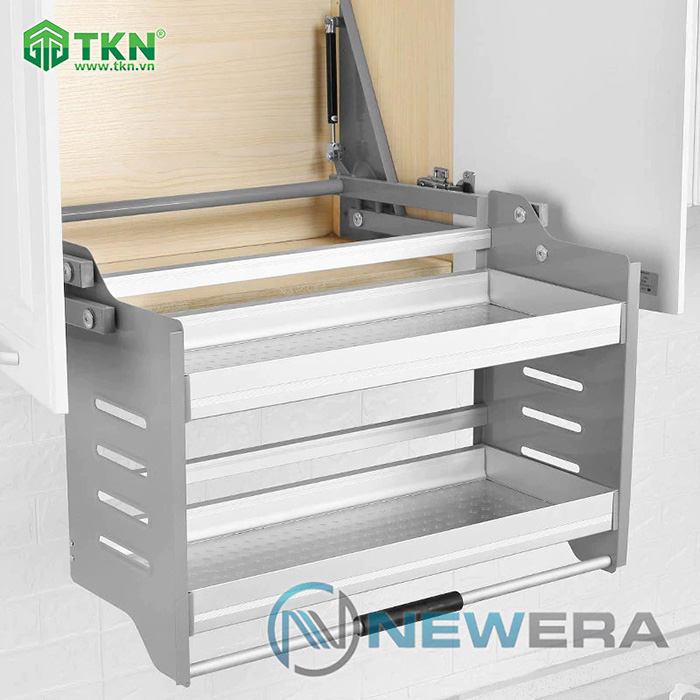 Giá bát đĩa nâng hạ thông minh NewEra inox 304 – mã NE511.900 có thiết kế 2 tầng rộng rãi