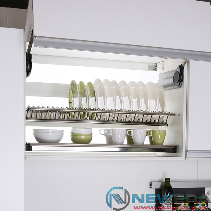 Sản phẩm giá bát đĩa tủ trên NE0106A được thiết kế chia làm 2 tầng, mỗi tầng là 1 khay để bát hoặc đĩa riêng biệt
