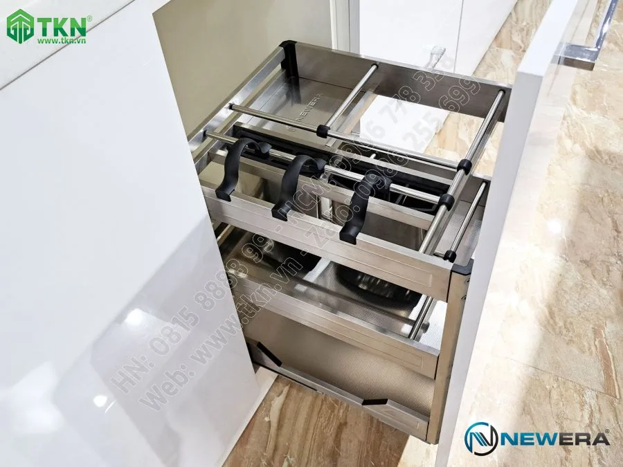 Giá dao thớt chai lọ inox hộp 350mm NE355.350 – NewEra 7