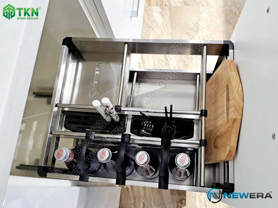 Giá dao thớt chai lọ inox hộp 350mm NE355.350 – NewEra 4