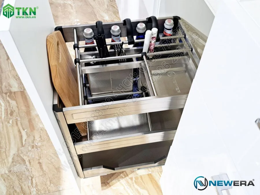 Giá dao thớt chai lọ inox hộp 350mm NE355.350 – NewEra 3