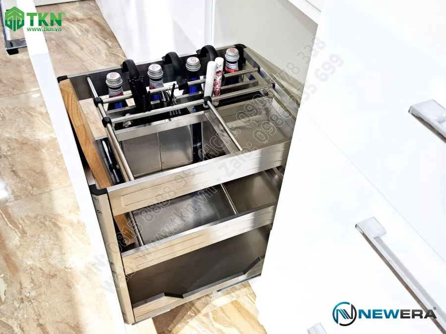 Giá dao thớt chai lọ inox hộp 350mm NE355.350 – NewEra 5