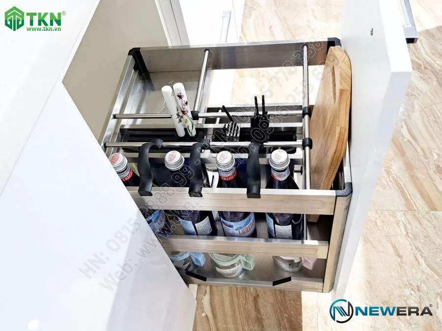 Giá dao thớt chai lọ inox hộp 350mm NE355.350 – NewEra 2