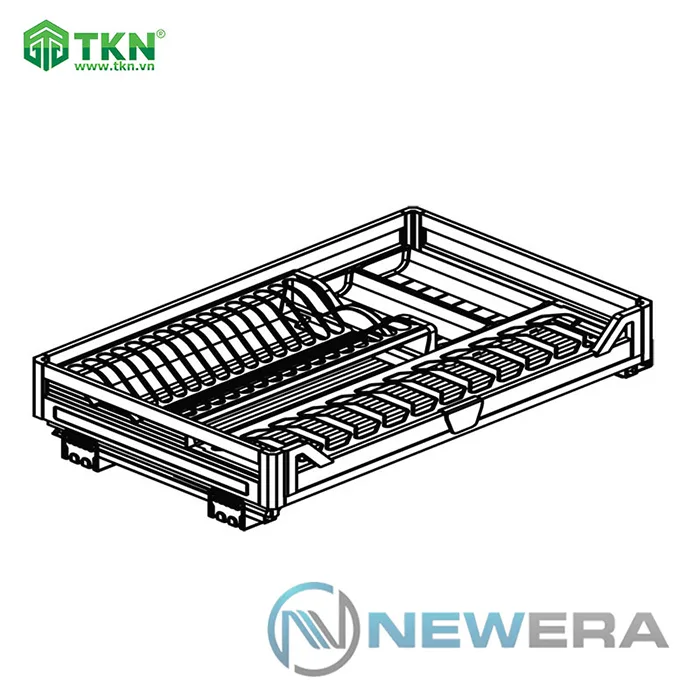 Giá để bát đĩa, thìa đũa NewEra 700mm inox hộp 304 NE366.700 12