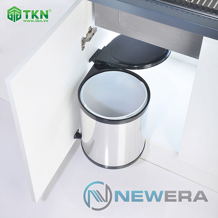 Thùng rác đơn NewEra gắn cánh tủ bếp inox 304 - Mã NE01