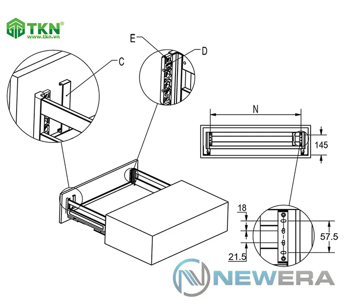 Giá để bát đĩa đa năng NewEra 800mm inox hộp 304 NE377.800 19