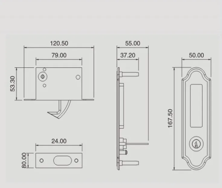 Khóa cửa trượt lùa cửa cánh gỗ cửa nhôm kính cửa sắt NewEra NE656F 1