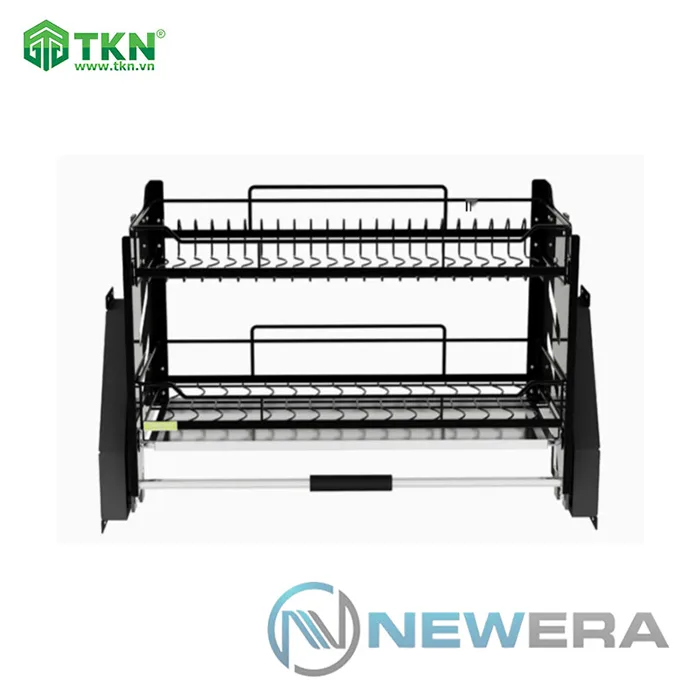 Kệ chén nâng hạ NewEra 900mm inox 304 màu đen NE021.900