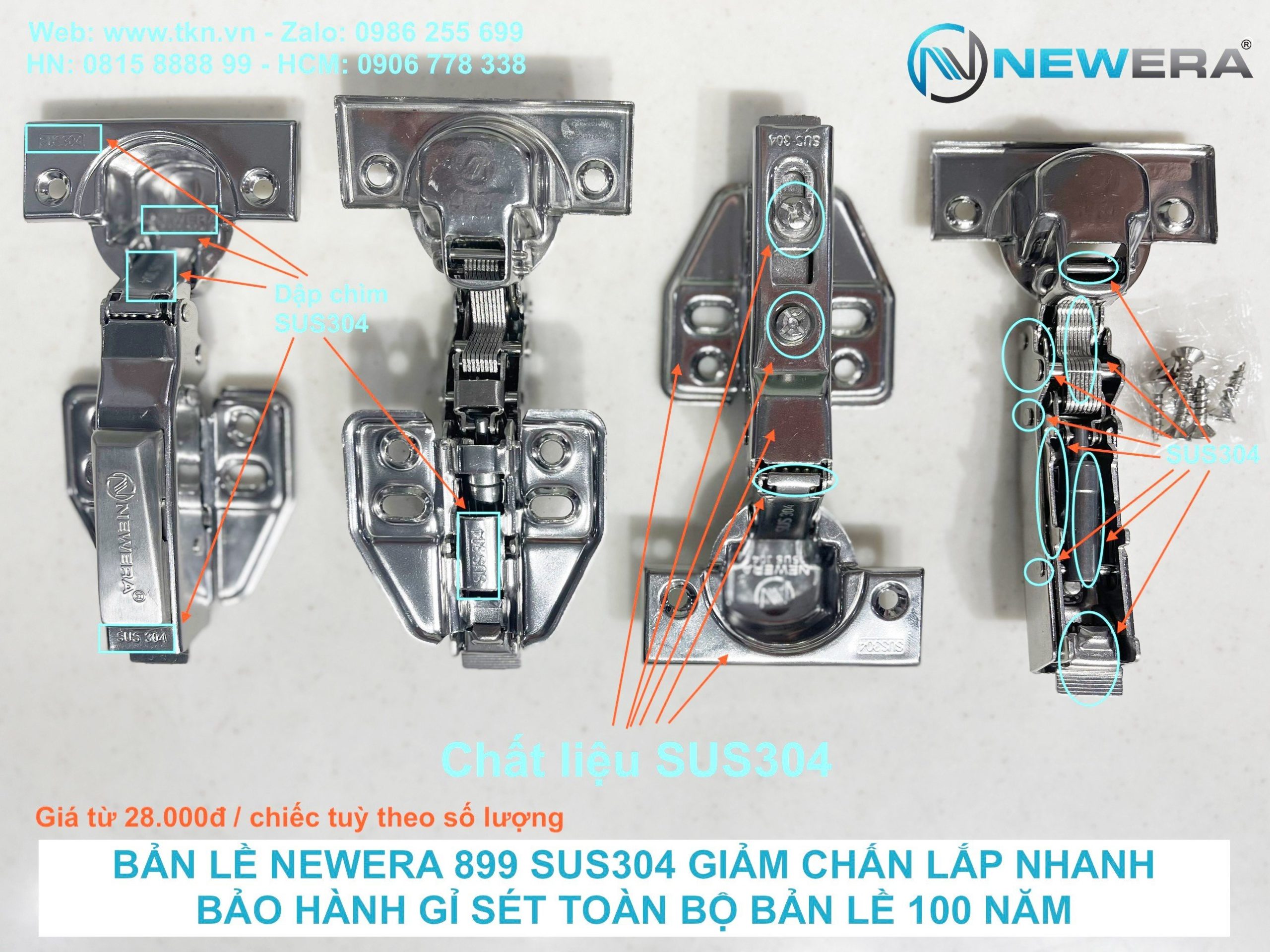 Bản lề tủ bếp NewEra mã 899C được sản xuất dây chuyên công nghệ cao