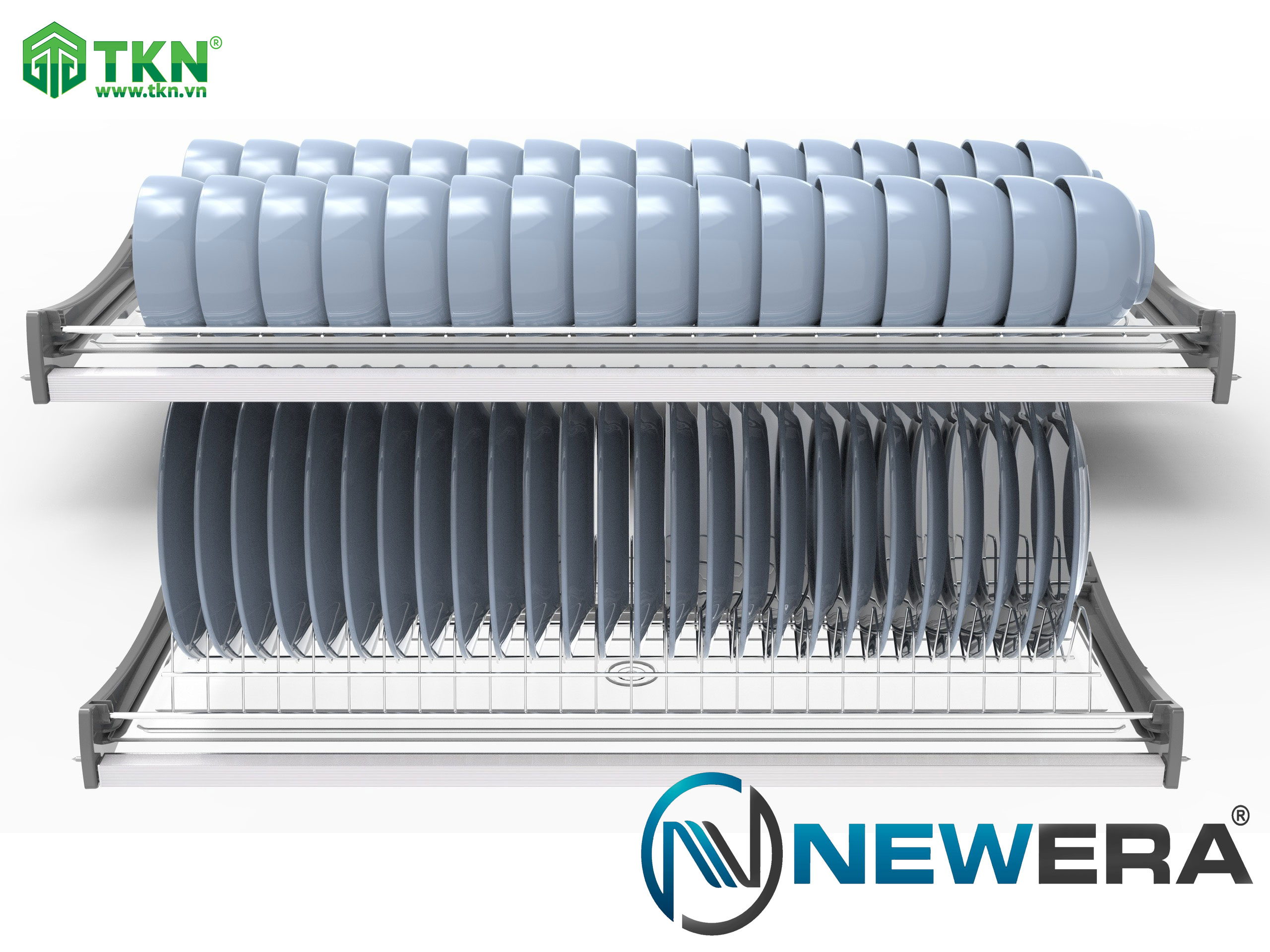 Giá để bát đĩa cố định NewEra 2 tầng inox 304 NE855.600 1