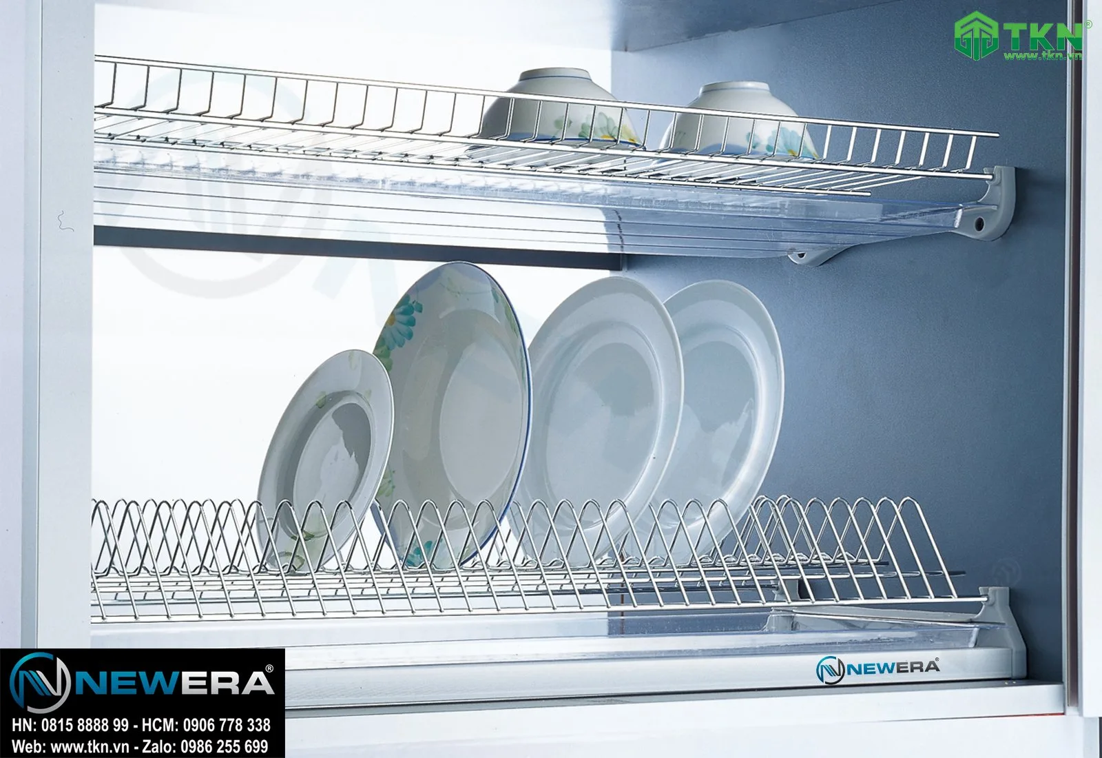 Giá để bát đĩa cố định NewEra 2 tầng inox 304 NE345.900