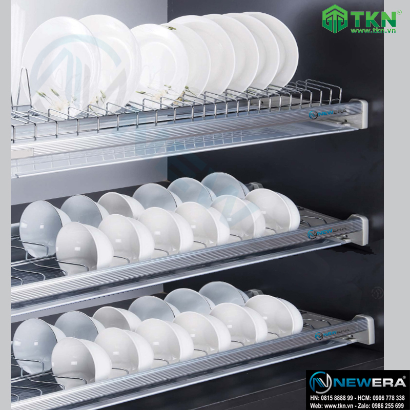 Giá để bát đĩa cố định NewEra 3 tầng inox 304 NE866.700