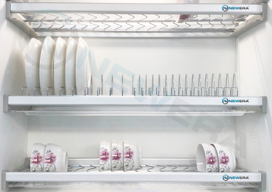 GIÁ ĐỂ BÁT ĐĨA 3 TẦNG INOX 304 CÓ KHAY HỨNG NƯỚC – MÃ NE866.900 1