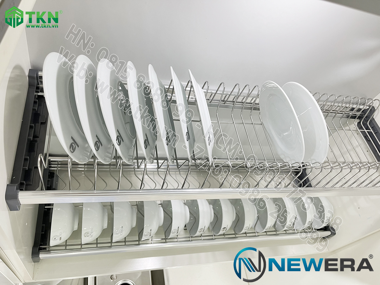 Giá để bát đĩa cố định NewEra 2 tầng inox 304 NE855.900 11