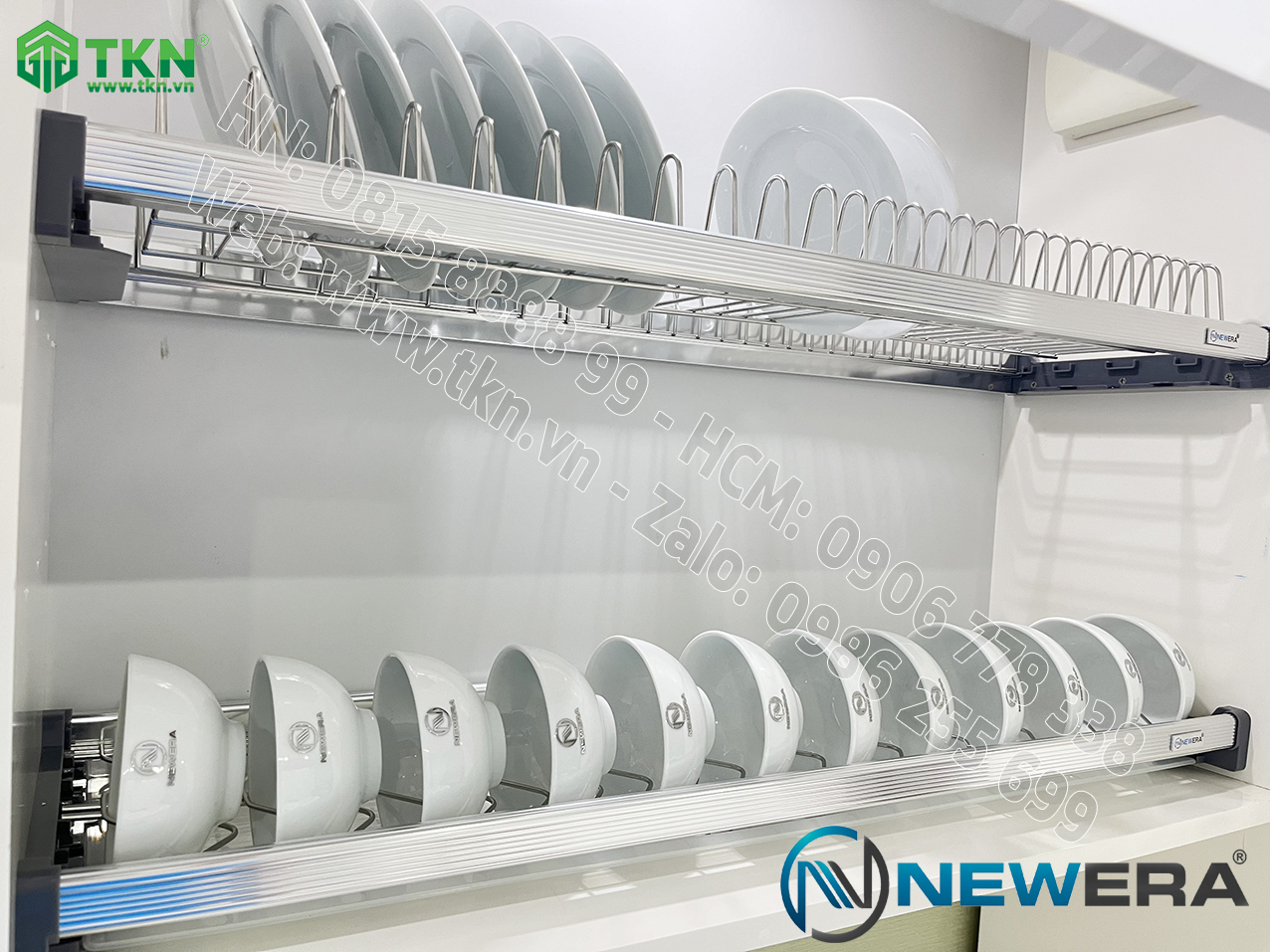 Giá để bát đĩa cố định NewEra 2 tầng inox 304 NE855.700 12