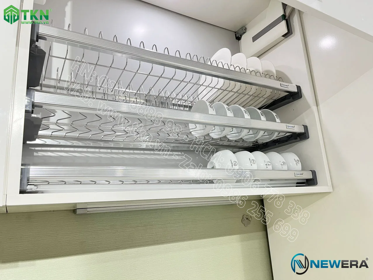 Giá để bát đĩa cố định NewEra 3 tầng inox 304 NE866.600 6